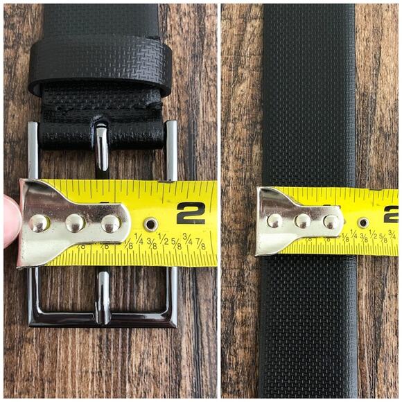 Hugo Boss Italian Leather Belt Printed Handmade in Italy Size 32 Black Gunmetal - Picture 11 of 16